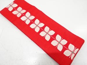 花模様織り出し　半幅帯